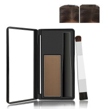 Haarschaduwpoederkit voor grijze wortels, tijdelijke kleurconcealer met kwastje, donkerbruin