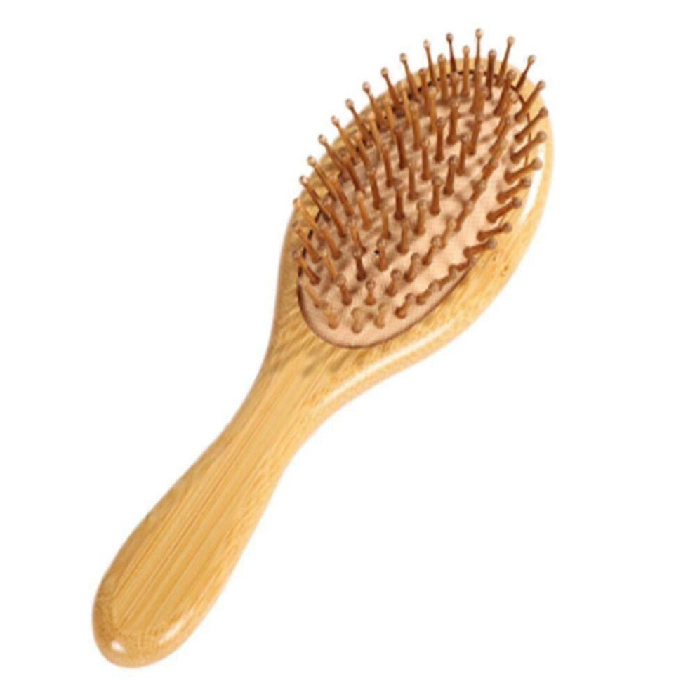 Rubber Cushion Comb Natural Bamboo Handheld Ergonomic Scalp Massage
