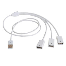 Répartiteur USB 1 vers 3, câble d'extension 1 m, PVC blanc, 1 port données 2 ports charge, portable pour maison bureau voyages