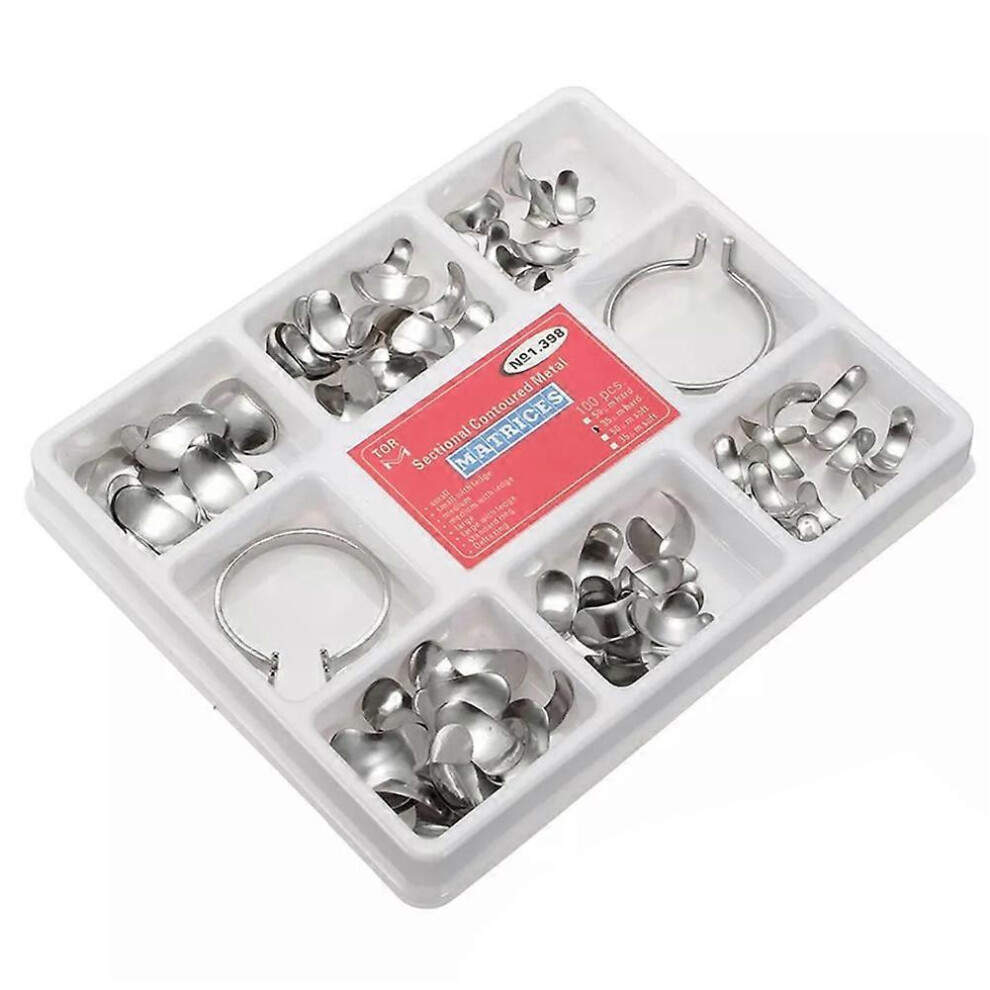 Dental Matrix Bands, 100Pcs/Set Full Kit Sectional Contoured with Wedges for Filling
