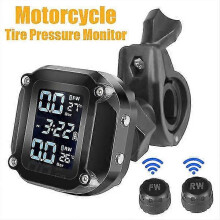 Sistema de Monitoramento de Pressão de Pneus TPMS para Moto, Sensores Externos, Display LCD, IP65, Bateria 700mAh, Alarme em Tempo Real
