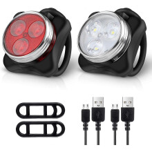 Fietsverlichtingsset, USB oplaadbare koplamp en LED-achterlicht, 650 mAh lithiumbatterij, 4 lichtstanden, montage zonder gereedschap