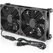 USB-koelventilatoren (2 stuks) 120 mm, 5V, USB-voeding, 2400 RPM, laag geluidsniveau, inclusief beschermnet, voor router/tv-box