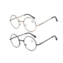 Runde Retro-Lesebrille aus Metall, +1,00 bis +4,00 Dioptrien, Schwarz/Gold