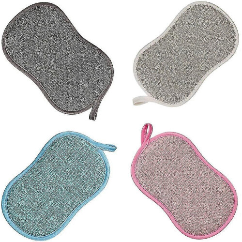 Reusable Dish Sponge 8 Pack Microfiber Scrubber Antibacterial Washable for Kitchen Bathroom