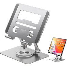 Laptopstandaard 360 draaibaar, in hoogte verstelbaar, aluminium tabletstandaard tot 32 cm (12,9 inch) voor kantoor, studeren en videoconferenties.