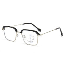Lunettes de lecture progressives pour hommes, grande monture, anti-reflets, blocage de la lumière bleue, argentées, grossissement 2,5x