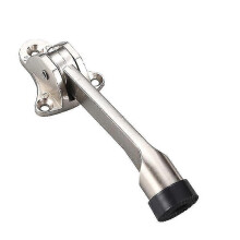 Door Stop Holder, 2 Pieces Zinc Alloy Silver Door Stay with Rubber Base, Flip Down Door Stop for Home Garage Gate Office, with Mounting Screws