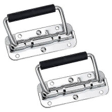 2 Pack Folding Spring Handle, 304 Stainless Steel Spring Loaded Handle for Aluminum Tool Box, 110x41mm