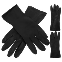 Hair Dye Gloves for Protection, Reusable Rubber Salon Hand Protectors, 2 Pairs Black