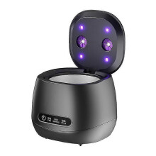 Limpiador ultrasónico de prótesis dentales con esterilización UV y tecnología de 45 kHz para retenedores y protectores bucales.