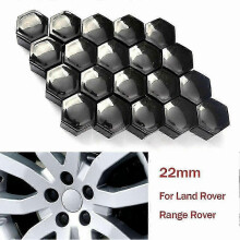 22mm Hexagon ABS Wheel Nut Bolt Covers, Polished Black, compatible with Land Rover Range Rover Sport VAUXHALL INSIGNIA buick regal
