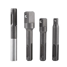 Connettore prolunga punte trapano, set 4 misure, acciaio temprato, bloccaggio a sfera, gambo SDS Plus