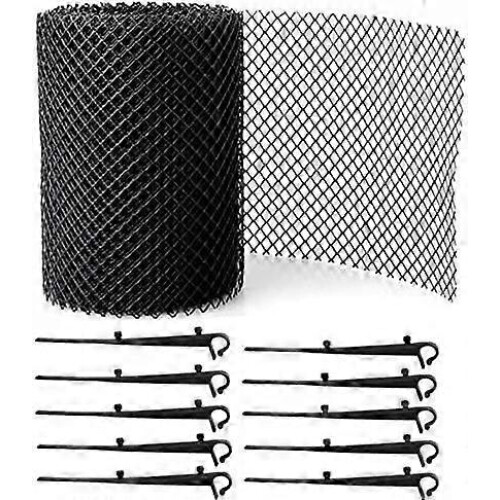 Protective Mesh Gutter Protector, 6M Foldable Adjustable, 15cm Wide, with 10 Fixed Hooks, Resin Plastic, Blocks Fallen Leaves Debris