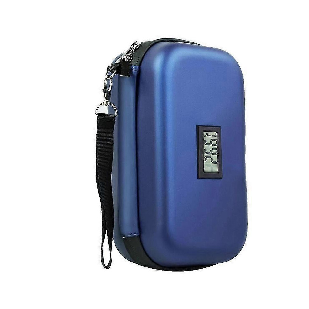 Insulin Cooler Travel Case with Temperature Display, Insulated 24h Medication Storage, Portable Blue