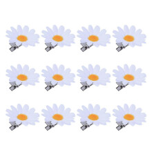 12pcs White Daisy Hair Clips for Women and Girls, Fabric Hair Barrettes for Wedding Party Daily