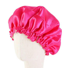 Children's Adjustable Double-Sided Hair Care Cap for Sleep and Shower, Rose Red