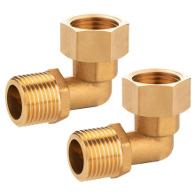 2pcs 90 Degree Elbow Connector, 1/2 Inch Male To Female Thread Brass Fittings for Plumbing and Central Heating