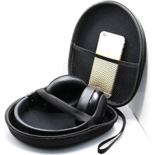EVA Hanging Headphone Storage Bag, Plush Lined Hard Case for Over-Ear Headsets, with Inner Accessory Pocket