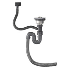 Ablaufgarnitur für Küchenspülen und Waschbecken, flexibles, ausziehbares Ablaufsystem aus grauem Stahl-PVC, platzsparend, korrosionsbeständig