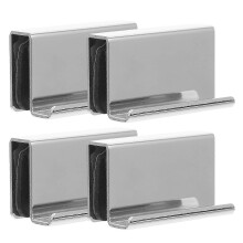 Glass Door Puller, 4 Pack Silver Cold Rolled Steel Glass Door Clip Handle Replacement, 4x2.3x1.7cm for 4-6mm Glass Doors