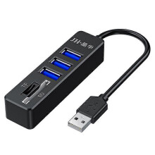 5-in-1 USB 2.0 Dockingstation-Hub, 3 USB 2.0 Anschlüsse, 1 SD- und 1 TF-Kartensteckplatz, 0,2 m Kabel, Plug & Play für Laptops und Desktop-PCs