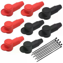 8 protectores de silicona para terminales de batería de automóvil, aislantes con bridas para cables, para pernos de 15 mm y cables de 7-8 mm.