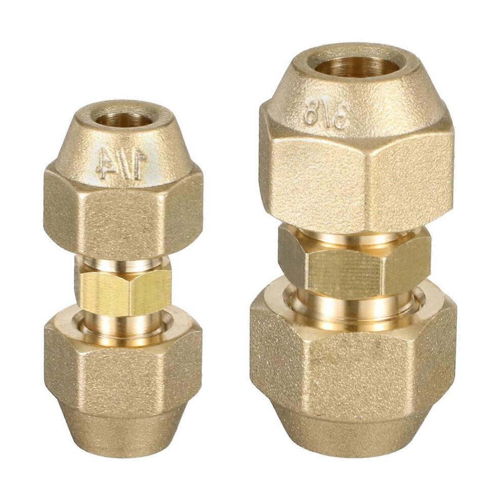 Brass Pipe Butt Joint Connector Coupler 2Pcs, 3/8Inch And 1/4Inch, For Air Conditioning Refrigeration Systems 6933168182940