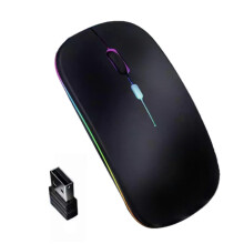 Mouse Wireless Doppia Modalità BT + 2,4G, 3 DPI Regolabili, Clic Silenzioso, Batteria 500 mAh, Design Sottile Portatile, Nero Opaco