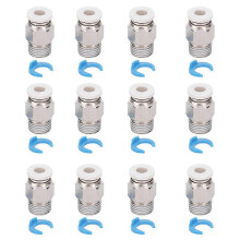 12 ks pneumatických spojok s push konektorom Kompatibilné s Creality CR10 3D tlačiarňou, závit M10 pre 4 mm PTFE trubicu