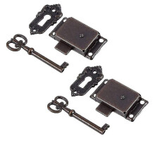 Cabinet Locks, 2 Pieces Antique Red Patina Decorative Furniture Locks with Keys