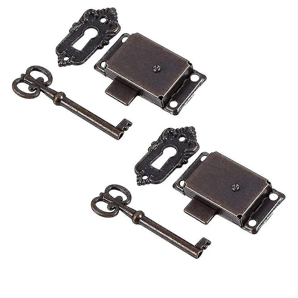 Cabinet Locks, 2 Pieces Antique Red Patina Decorative Furniture Locks With Keys 6933168137018