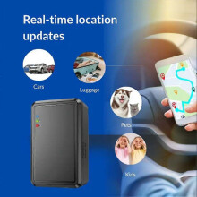 GPS-tracker, geen abonnement, magnetische mini-realtime locator voor auto's, voertuigen en andere bezittingen, anti-verliesfunctie, zwart plastic