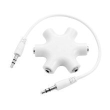 Headphone Splitter 5-Way Snowflake Shape 3.5mm Jack Audio Splitter, White