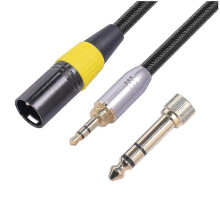 3.5mm 1/8 Inch Stereo Male to XLR Male Audio Cable, Gold-plated Plug, All-copper Double Shielded, with 6.35mm Female Thread Adapter