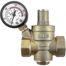 Regulator ciśnienia wody, mosiężny, regulowany zawór redukcyjny ciśnienia z manometrem, wlot 3/4" DN20, filtr siatkowy do urządzeń wodnych