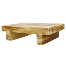 Houten opstapje, massief hout, kaki, 25x18x7 cm, ergonomische voetensteun voor thuis of op kantoor.