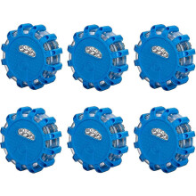 Road Flare Emergency LED Warning Light, 9 Flash Patterns Including SOS, 10KM Visible, Magnetic Base, Blue, Pack of 6