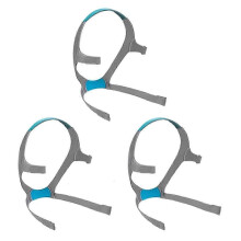 CPAP-hoofdband compatibel met Resmed Airfit N20-masker, 3-pack, medium, blauw en grijs, polyester