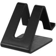 Supporto da tavolo in plastica per telefono, struttura triangolare stabile e antiscivolo, con foro di ricarica, ideale per viaggi, casa e ufficio.