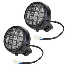 2PCS ATV Headlight Assembly compatible with Yamaha Banshee 1987-2006, Warrior Big Bear, PMMA+PC, With Lens and Bulbs