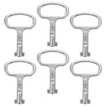 6 Pieces Aluminum Alloy Cabinet Utility Keys, Silver, for Electric Cabinets Water Meter Valves Elevator Cabinets
