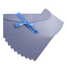 Ribbon Bow Pearlescent Paper Envelopes, 10 Pack, Lake Blue, 220x110mm, for Invitations and Greeting Cards