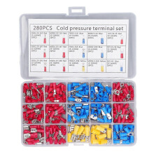 Kit de terminales prensados en frío, 280 piezas de terminales de horquilla de anillo aislados con núcleo de latón para automóviles y barcos.