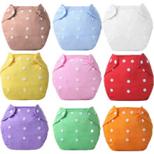 Stoffen babyluiers, 8 stuks, één maat, verstelbaar, herbruikbaar, wasbaar, 0-1 jaar, 3-12 kg, 2 microvezel inlegvellen, waterdicht, ademend
