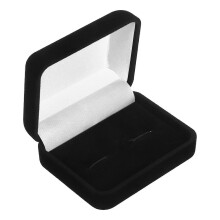 Velvet Cufflink Storage Box, Black Velvet Lined Jewelry Organizer Case for Travel Display Rings Medals Keepsakes