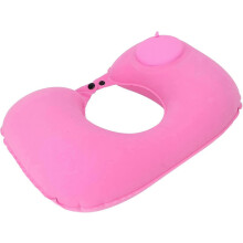 Cuscino gonfiabile da campeggio, ultraleggero, compatto, a forma di U, floccato e pressato, rosa, 36 x 23 cm