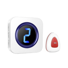 Draadloos Pagersysteem voor Verzorgers, Verpleegkundige Waarschuwingssysteem met IP55 Waterdichte SOS-Knop voor Ouderenmonitoren, EU-Stekker, Wit