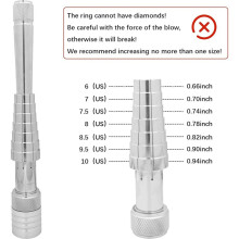 Het Ringmaatverstelgereedschap Wordt Gebruikt Om de Binnendiameter van Zachte Metalen Ringen Te Vergroten en Is Voorzien van een Rubberen Hamer.