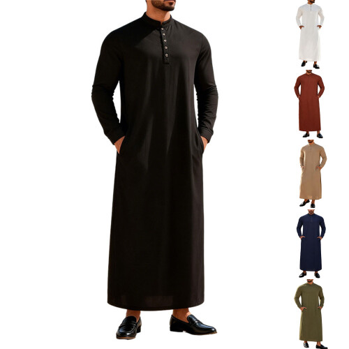 Traditional Islamic Thobe With Practical Side Pockets-Gray XL 1